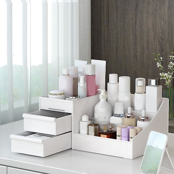 Kosmetisk opbevaringsboks Skuffetype Multi-formål Makeupbeholder med stor kapacitet til soveværelset badeværelse hurtig levering