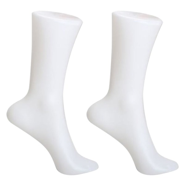 2 STK kvindelige fodsok Sox Display Form Kortstrømpe Mannequin Hvid