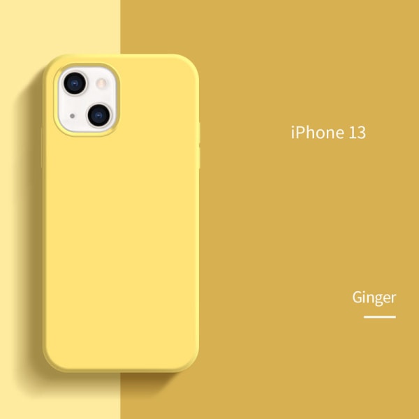 2023 Mobiltelefondeksel i flytende silikon iPhone 13 mobiltelefondeksel Apple mobiltelefondeksel ginger yellow