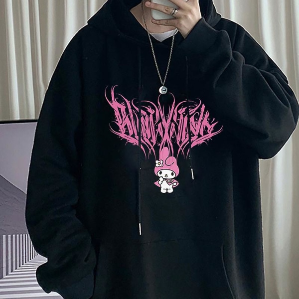 Kuromi Hoodie Sanrio Kawaii Mode Koreansk Sweat Shirt Stil Printed Kawaii Höst Vinter Luvtröjor Casual Dam Topp W W-0215 XL