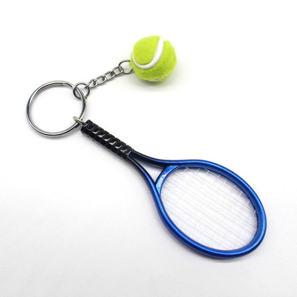 Nyckelring, Mini Tennisracket Nyckelring, Passar Sportbilsnyckelring, Blå