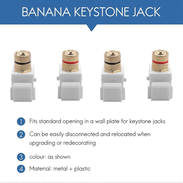 Højttaler Post Snap-in Banan Keystone Jack - Hvid, 10 stk