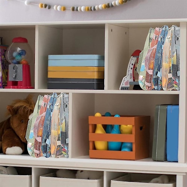 10-pack färgade dubbellagers nät dragkedja påsar, byggklossar set leksak förvaring & organisation 5st A4+5st A5