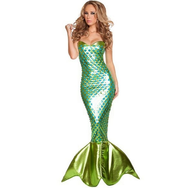 Kvinner Havfrue Prinsesse Halloween Kostyme Paljetter Fancy Karneval Klær Sexy Ariel Fest Bodycon Vestidos Kjole Fiskehaleskjørt Color 1 XL