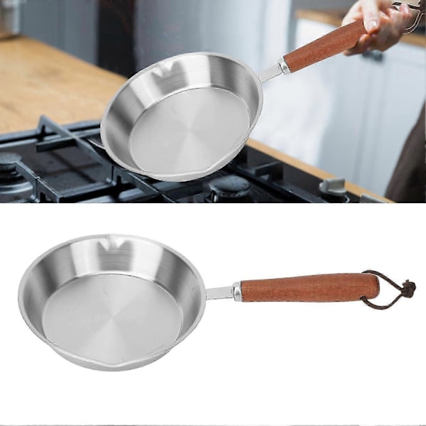 Non-stick 16 cm stekpanna i rostfritt stål för hushåll, restaurang och induktionshäll (EU-marknaden)