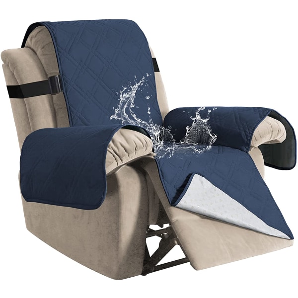 Overtrekk til hvilestol, festet med elastiske stropper, sklisikkert sofatrekk (marineblå)