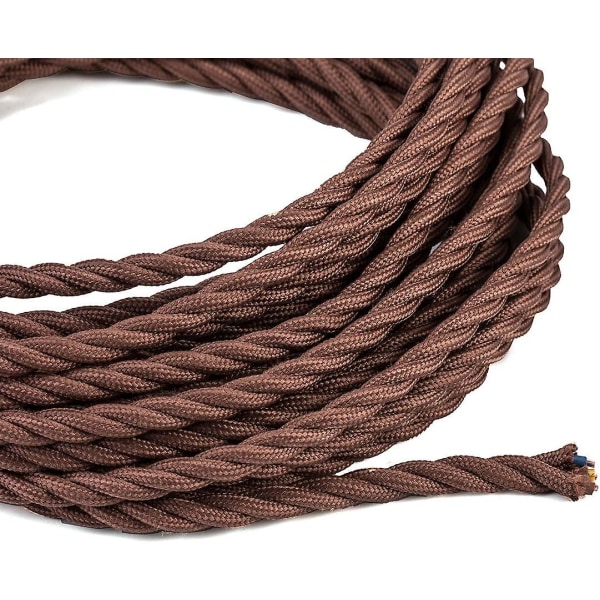 10 meter 3-ledare brun flätad elektrisk kabel  Vintage antik tygklädd tyg tvinnad elektrisk tråd för gör-det-själv industriell hängande lampa 1 st Br