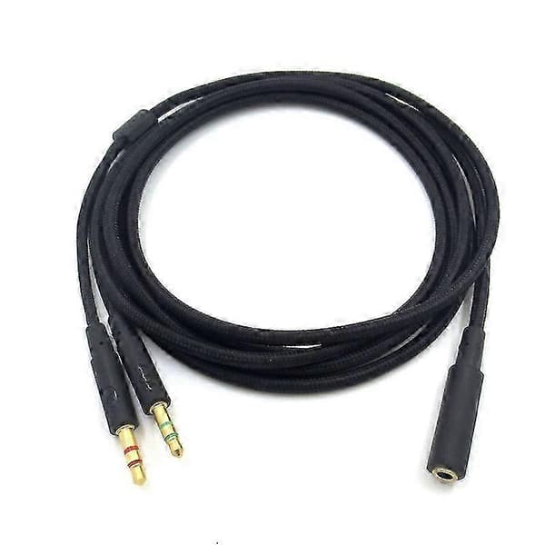 3,5 mm Universal 2 i 1 Gaming Headset Audio- Forlængerkabel til HyperX Cloud II/Alpha-/Cloud Flight/Core Headphone Edition