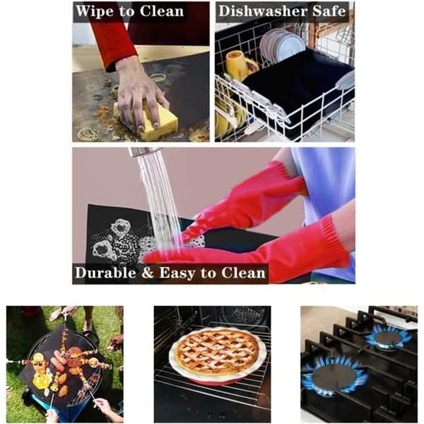 Ugnsfoder 4-pack - Högtemperaturbeständigt - Lätt att rengöra - Glasfiber