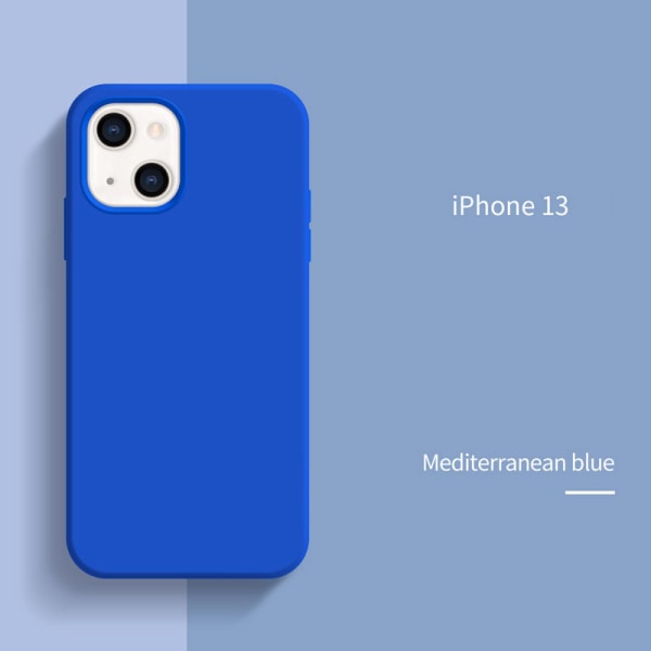 2023 Flydende silikone mobiltelefon cover iPhone 13 mobiltelefon cover Apple mobiltelefon cover mediterranean blue