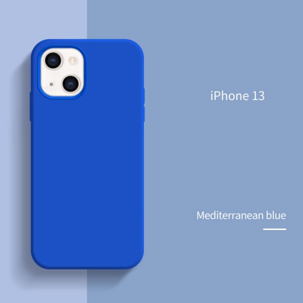 2023 Mobiltelefondeksel i flytende silikon iPhone 13 mobiltelefondeksel Apple mobiltelefondeksel mediterranean blue