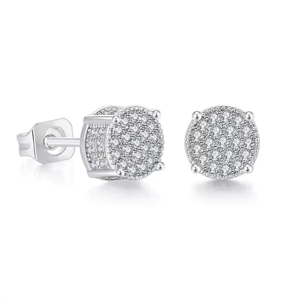 1 Pair Versatile Round Zircon Silver Earrings
