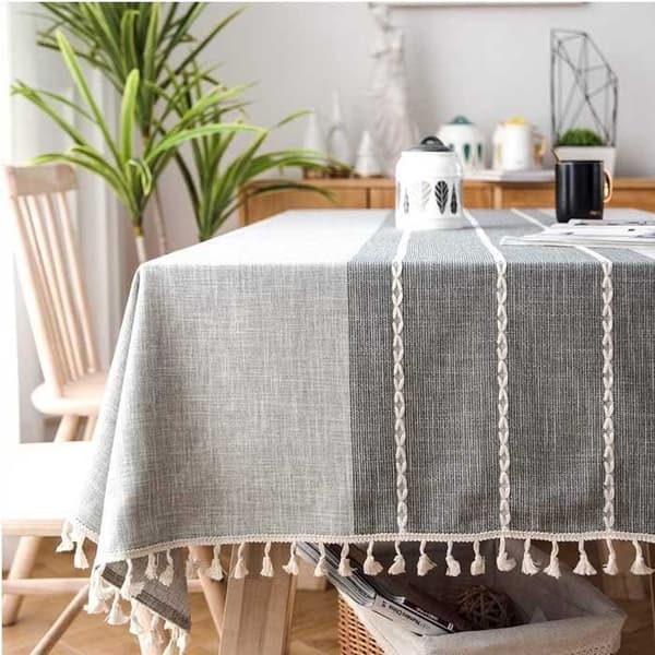 Rektangulær dug - 140x180 cm - 60% bomuld - 40% hør - Grå