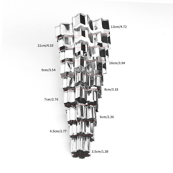 9 stk. snefnugformede kageforme i rustfrit stål