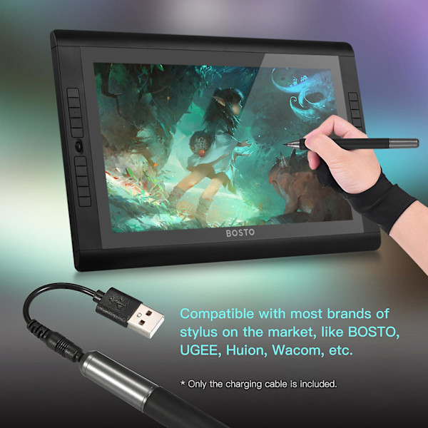 Stylus-opladningskabel USB-lader 12 cm til BOSTO/UGEE/Huion/Wacom Grafiktegningstablet Genopladelig Pen