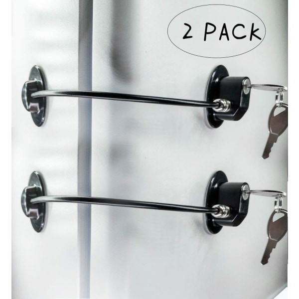 Svart 2-delat kylskåpsdörrlås med 4 nycklar YIY SMCS.9.27