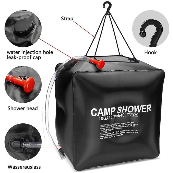 Outdoor portable camping camping PVC shower bag 40L solar bath water storage bath bag