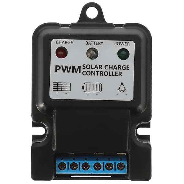 6V 12V 10A Auto Solcellepanel Ladekontroller Batterilader Regulator (Svart)