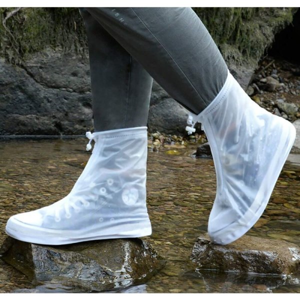 Vedenpitävät kengänsuojat Uudelleenkäytettävät liukumattomat silikonikengänsuojukset läpinäkyvät (XXXL)45-46-valkoinen