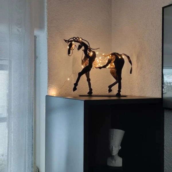 Hesteskulptur Metall Led Dyreskulptur Hjem Restaurant Dekorasjon Innflyttingsgave Lysende