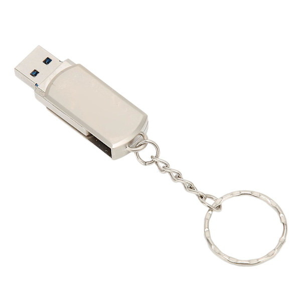 Avaimenperä USB-muistitikku USB3.0 Matkapuhelin Tietokone Kaksipuolinen Kannettava Alumiiniseos U-levy TypeC-sovittimilla (16GB Hopea)