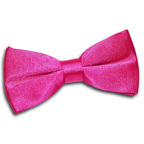 Helfärgad Förknuten Fluga i Satin, Hot Pink