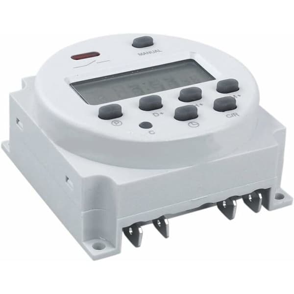 CN101 12V DC/AC Digital Timer. Programmerbar LCD Tidsrelæafbryder til stikkontakter, hvid