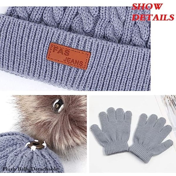 Kids Winter Knit Beanie Neck Gloves Set of 3 (1-3 Years)