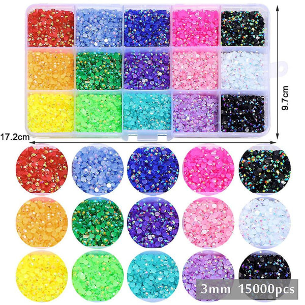 Platt baksida Jelly Rhinestoneseller Nail Art Hantverk Dekorationer Ansiktssmink Ädelstenar