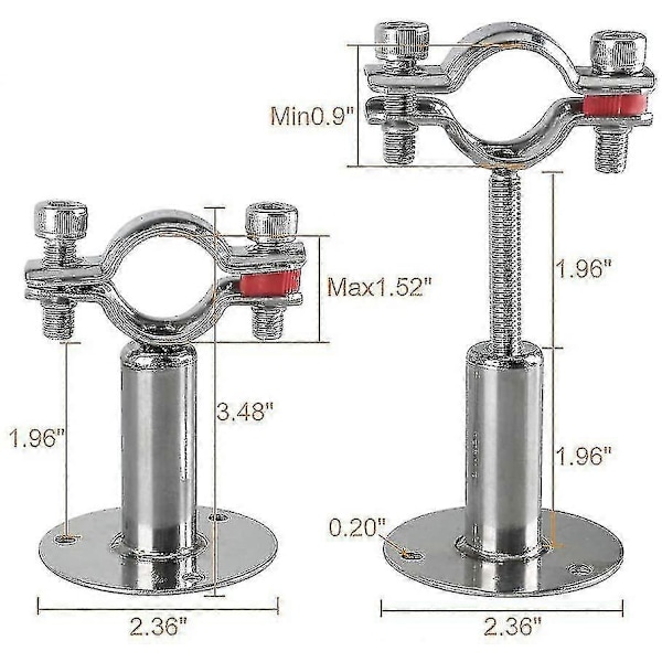 Væg- og loftmonterede rørstøtter i rustfrit stål, 2 stk. Justerbare rørbeslagklemmer med skruer_Fejl