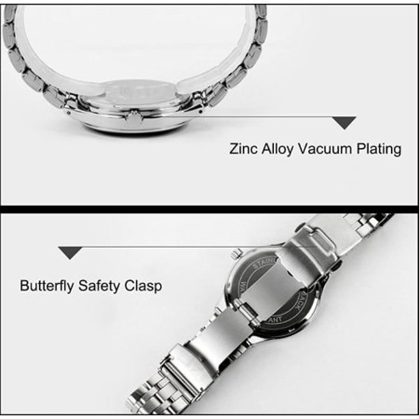 Klassisk herrklocka i rostfritt stål Enkel watch med watch med kalender (blå )