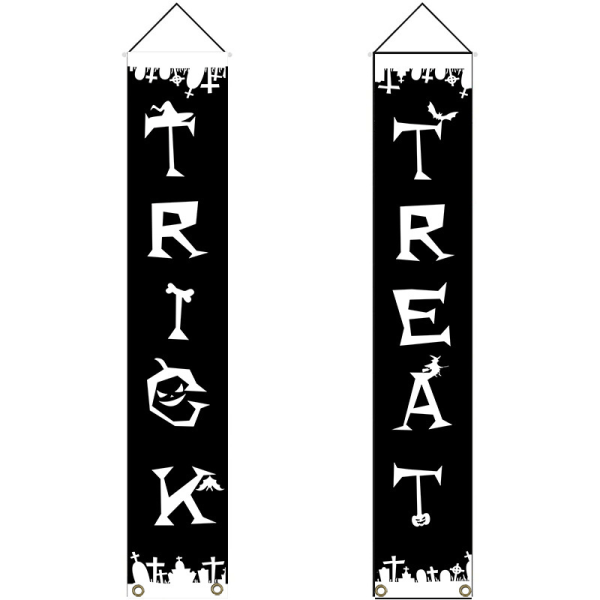 Halloween-dekor Trick or Treat och oktoberhäxa Front Porch Banner (N)