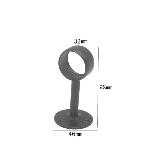 Förtjockad rundrörshållare i rostfritt stål - Svart, för 32 mm runda rör, 92 mm × 46 mm, 2 st