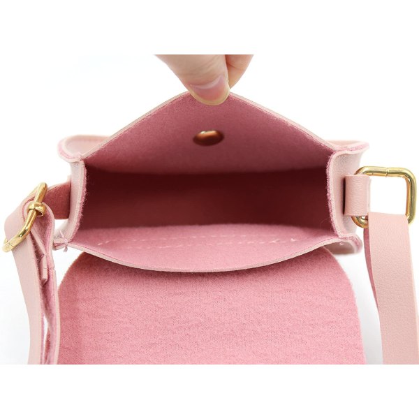 Små jenter Veske Søt Skinn Crossbody Bag Mini Skulderveske for Barn, Småbarn # rosa