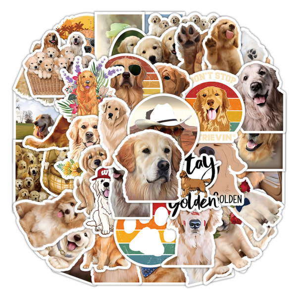 55 tecknade söta Golden Retriever Dog Graffiti Stickers