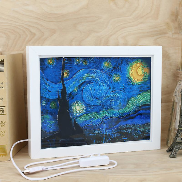 3d Van Gogh stjärnhimmel konst papper carving lampa, led papper-cut nattljus