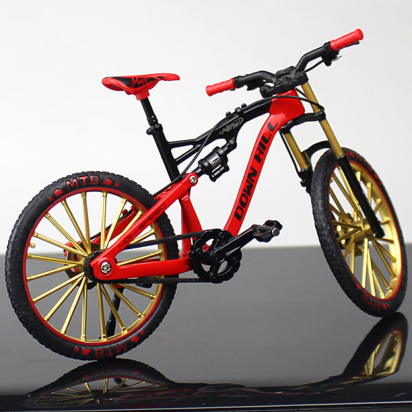 Polkupyörämallin koristeet realistinen muoto metalliseos alamäkeen maastopyörä metallilelu punainen Red