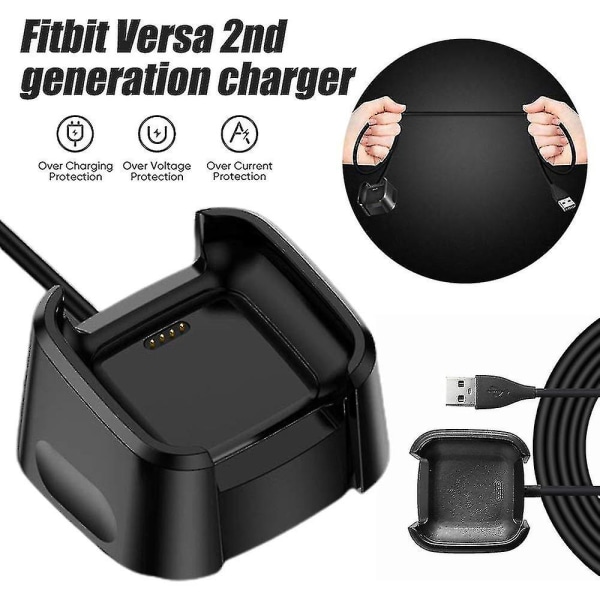 Lader for Fitbit Versa 2 (ikke for Versa/versa Lite), USB-ladekabel-dokkingstativ for Versa 2 Health & Fitness Smartwatch