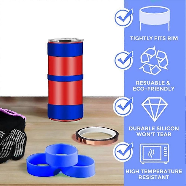 Tumblers Silikonebåndssæt til 20 30 Oz Skinny Straight Cups til kruspressmaskine Wrap Bundle Tum