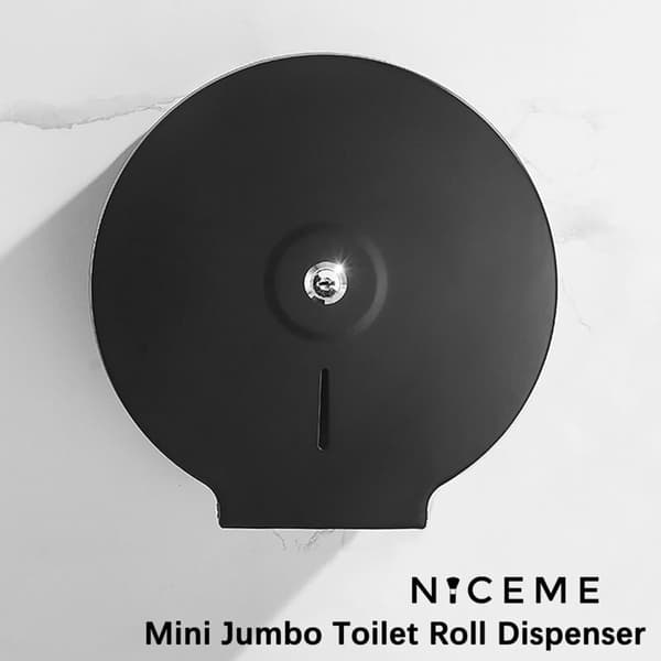 Papirhåndklædedispenser - Låsbar håndklædedispenser i rustfrit stål - Professionel toiletpapirholder - 255 mm diameter, 40 mm spindel - Sort
