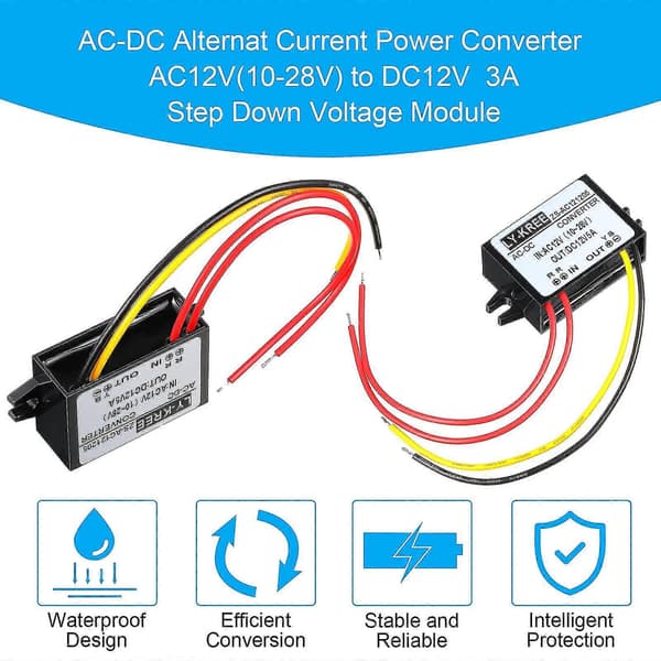 AC-DC Strømomformer AC 12V (10-28V) til DC 12V Nedtrappingsmodul Spenningsregulator AC