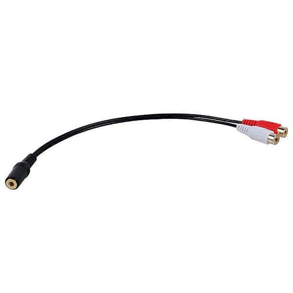 Gullbelagt 3.5mm Hunn til 2 Hunn Stereo Adapter Audio Splitter RCA (15cm) Svart