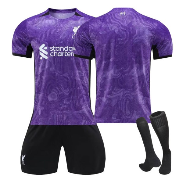 2324 Liverpool 2. drakt bortetreningsett Jersey Sports Team Uniform Herre- og damefotballuniform Purple 22