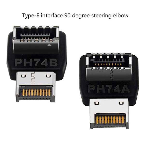 Datormoderkort Typ-E USB 3.1 Typ-E Gränssnitt 90 Graders Styrning Armbåge Front Typ-C Installerad Adapter(PH74A)