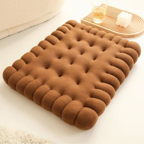 Söt rektangelkudde Mock Cookie Cushion för säte, golv, bar, spelrum - kaffe