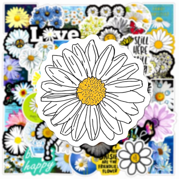 Vanntette Daisy Doodle-klistremerker