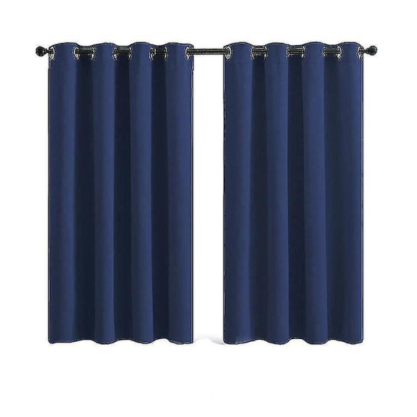 Blackout marineblå gardiner 2 paneler med gjennomføringer for stuen (størrelse: W34*54in)