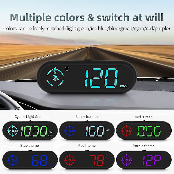 2024 Digital Bil GPS Speedometer, Bil HUD med Hastighed, Kompas Kørselsretning, Træthed Kørsel Påmindelse