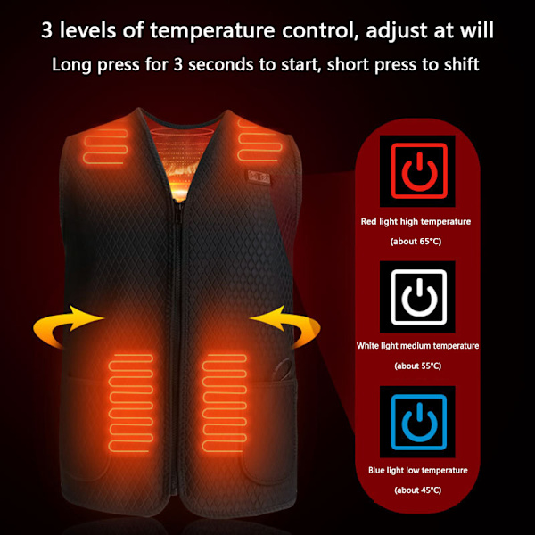 Helkroppsuppvärmningskläder, vintervarm elektrisk väst för medelålders och äldre