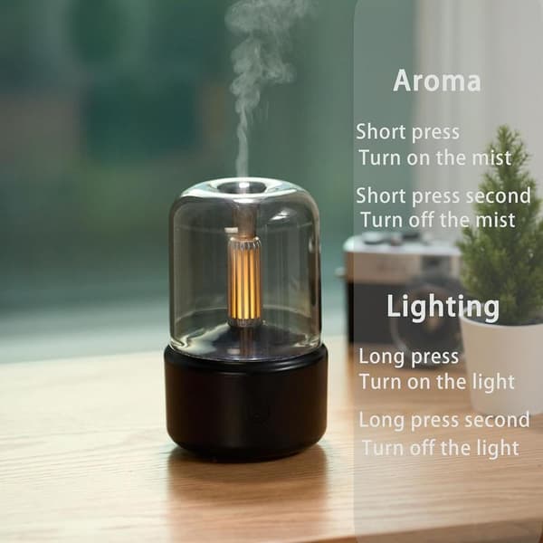 Diffuser for eteriske oljer, 150 ml aromaterapidiffuser med automatisk avstengning, diffuser for eteriske oljer, kjølig tåkeluftfukter med varmt lys